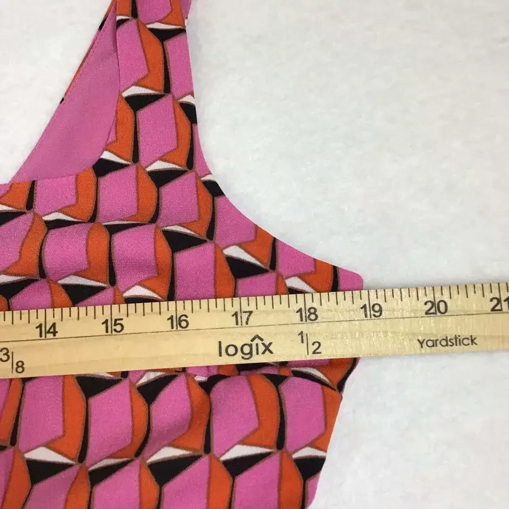Diane von Furstenberg x Target 90's Shift Pink Martini Geo Mini Dress Size 10 - Picture 6 of 11